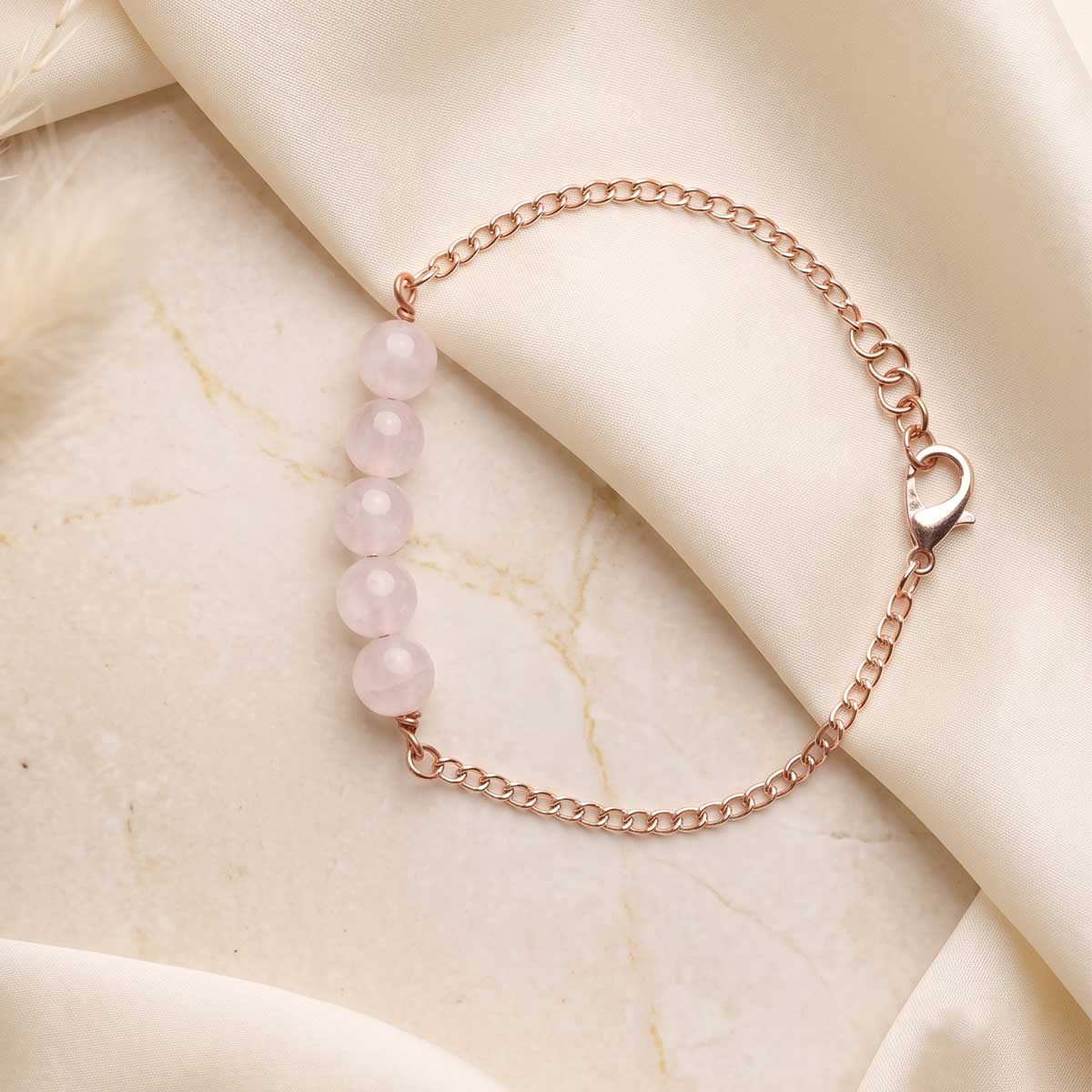 Rose Quartz Five Beads Bracelet-Shubhanjali Store (6) rose quartz five beads bracelet