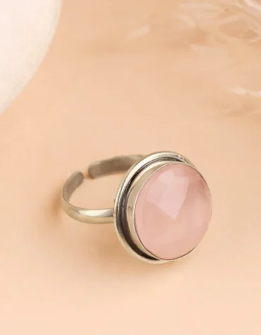 Rose-Quartz-Round-Faceted-Ring-Shubhanjali-Store