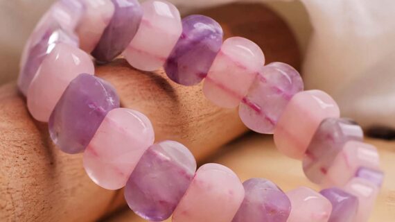 Rose Quartz and Amethyst Oval Faceted Bracelet