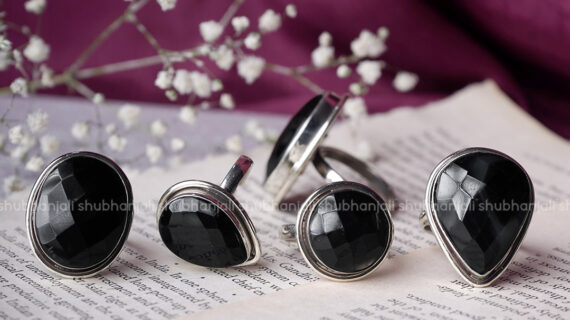 Black Onyx Faceted Ring
