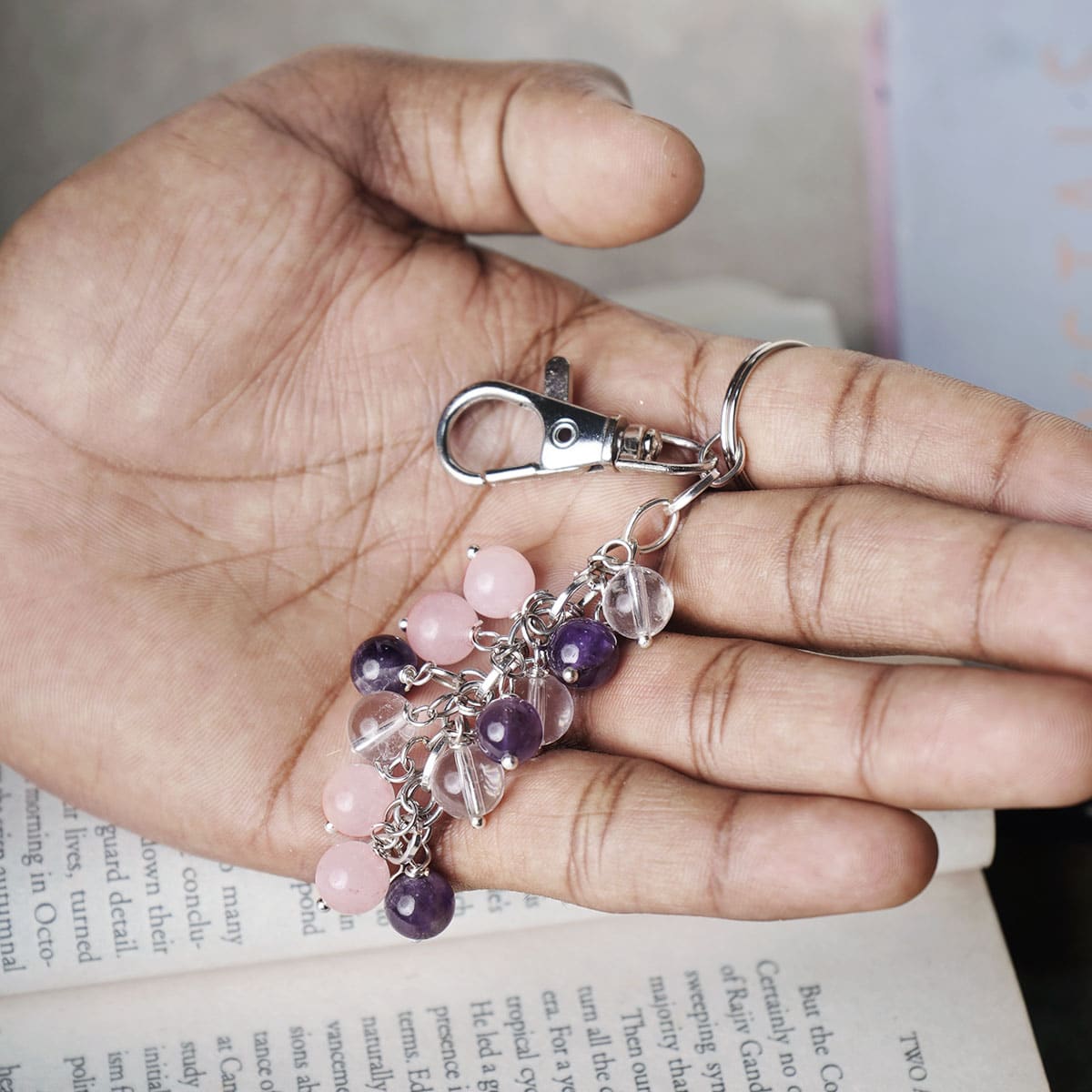 thumbnail image 2 of Genuine Raw And Tumbled Crystal Gemstone Keychains - Magic Crystals 2 of 11
