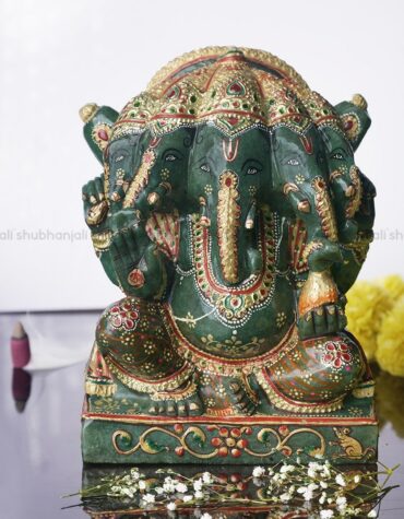 Natural Green Aventurine Panch Mukhi Ganesha