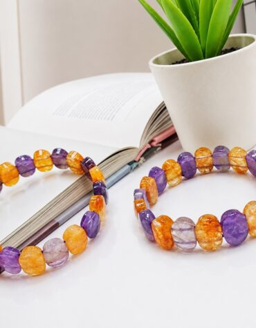 amethyst and citrine oval faceted bracelet