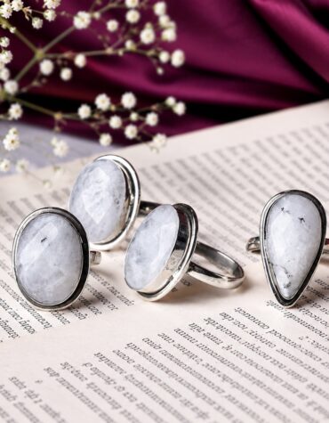 rainbow moonstone faceted ring