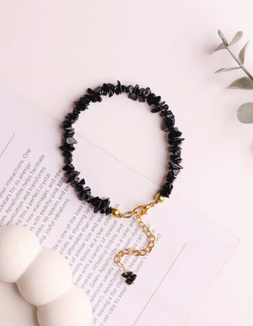 black agate chips chain bracelet