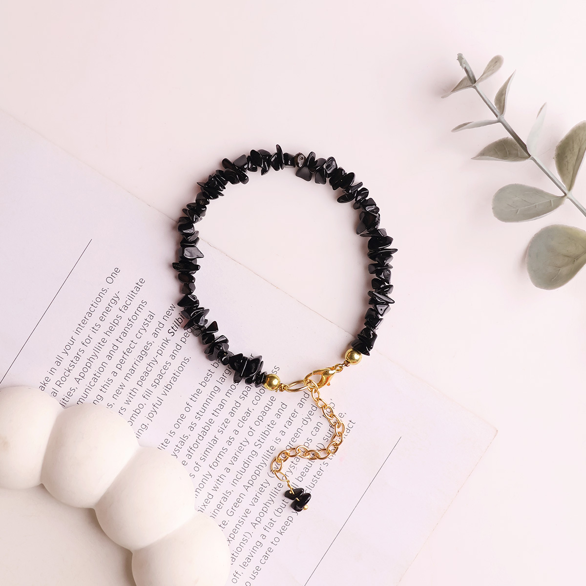 Black Agate Chips Chain Bracelet-Shubhanjali Store (2) black agate chips chain bracelet