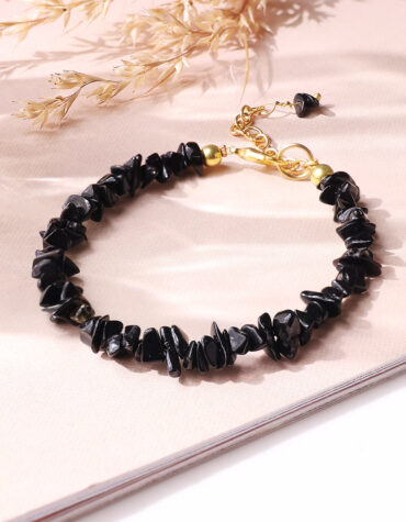 black agate chips chain bracelet