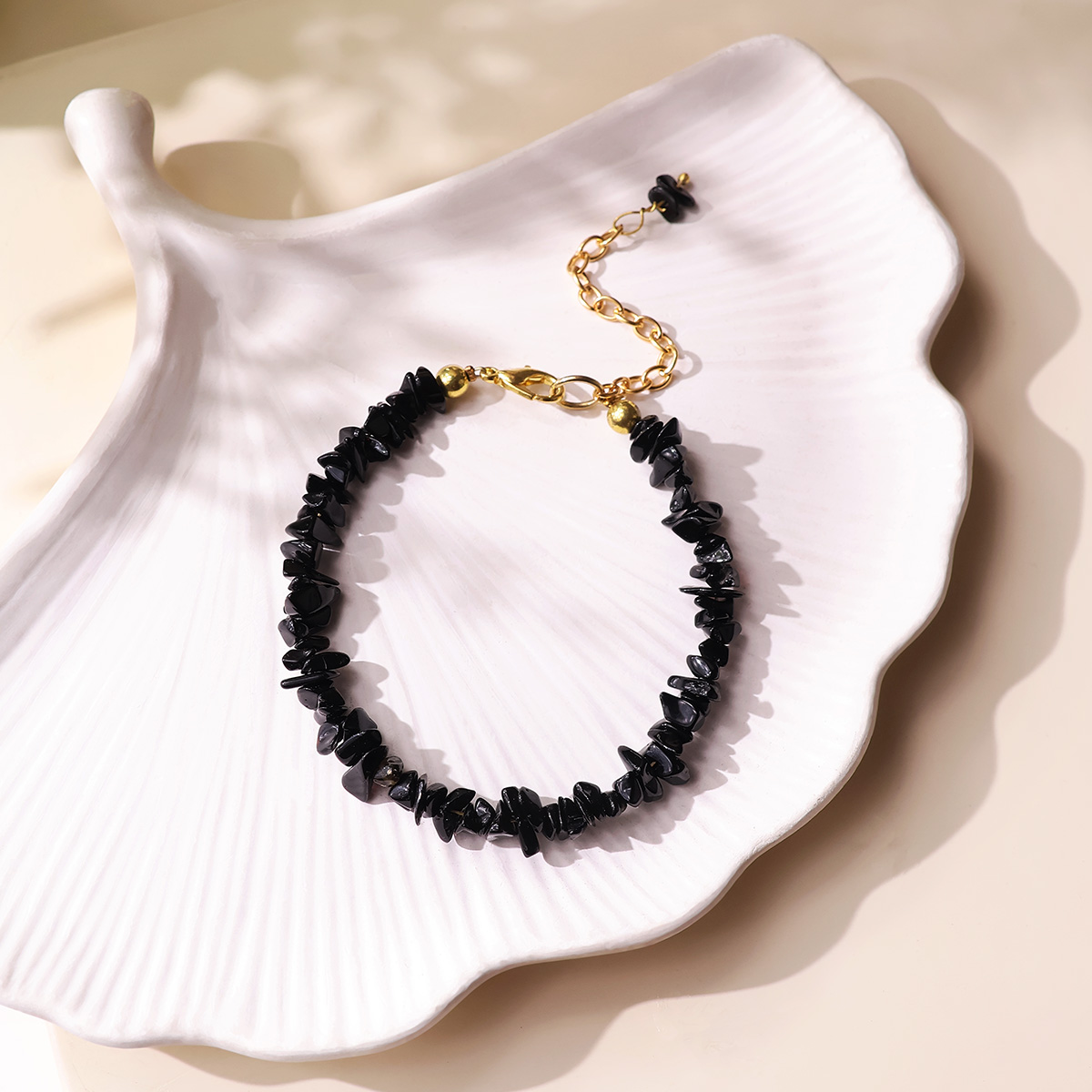 Black Agate Chips Chain Bracelet-Shubhanjali Store (5) black agate chips chain bracelet