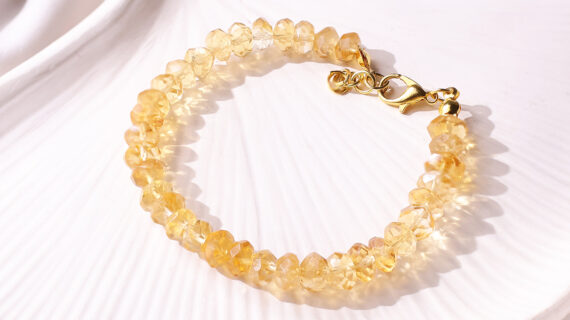Citrine Faceted Bati Big Beads Bracelet