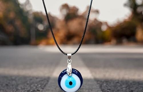 Evil Eye Round With Black Thread Pendant