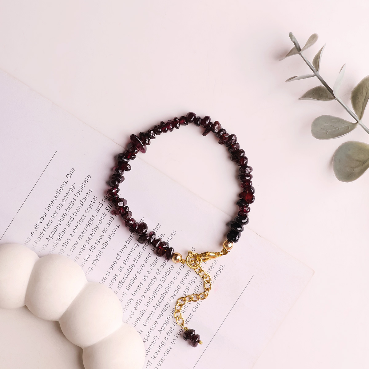 Garnet Chips Chain Bracelet
