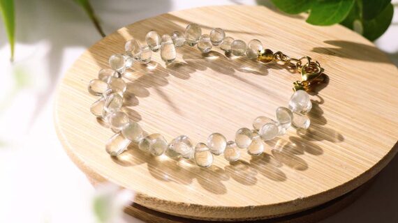 Green Amethyst Tear Drop Beads Bracelet