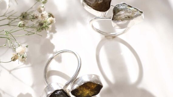 Labradorite Double Raw Stone Ring