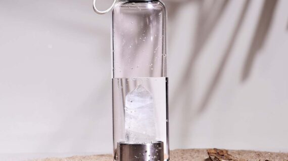 Glass Water Bottle With Clear Quartz Pencil