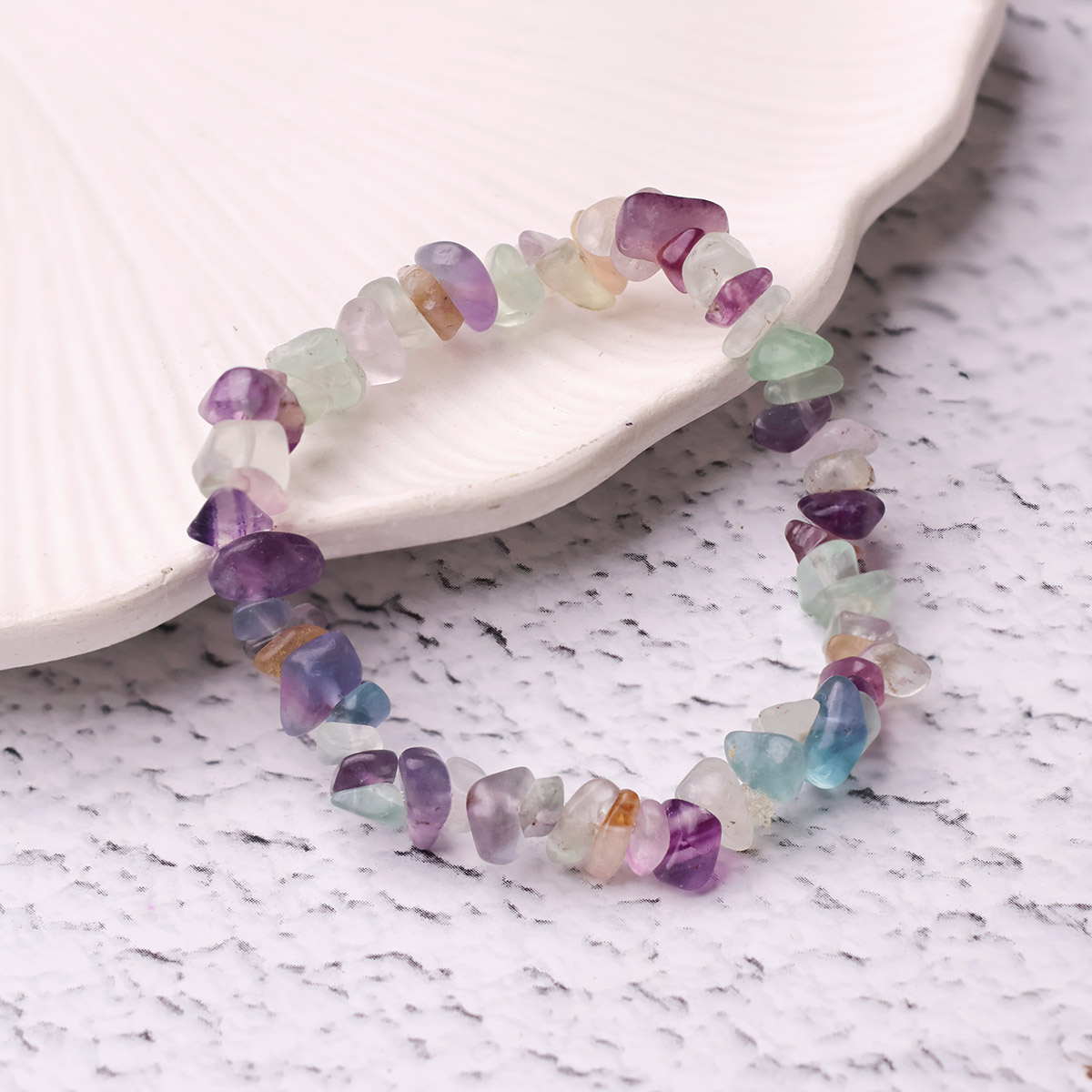 Multi Fluorite Chips Chain Bracelet (3)