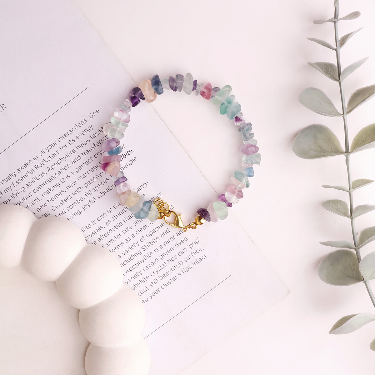 Multi Fluorite Chips Chain Bracelet-Shubhanjali Store (3) multi fluorite chips chain bracelet