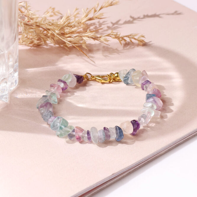 Crystal Bracelet | Multi Fluorite Chips Chain Bracelet for Healing