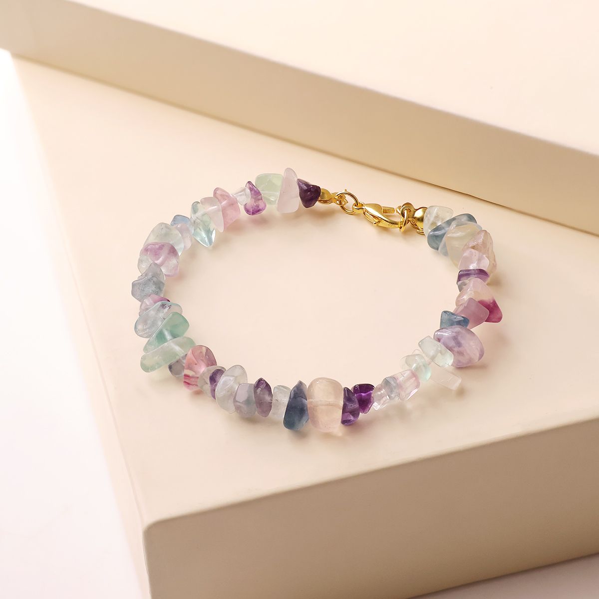 Multi Fluorite Chips Chain Bracelet
