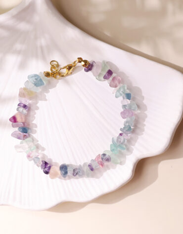 multi fluorite chips chain bracelet