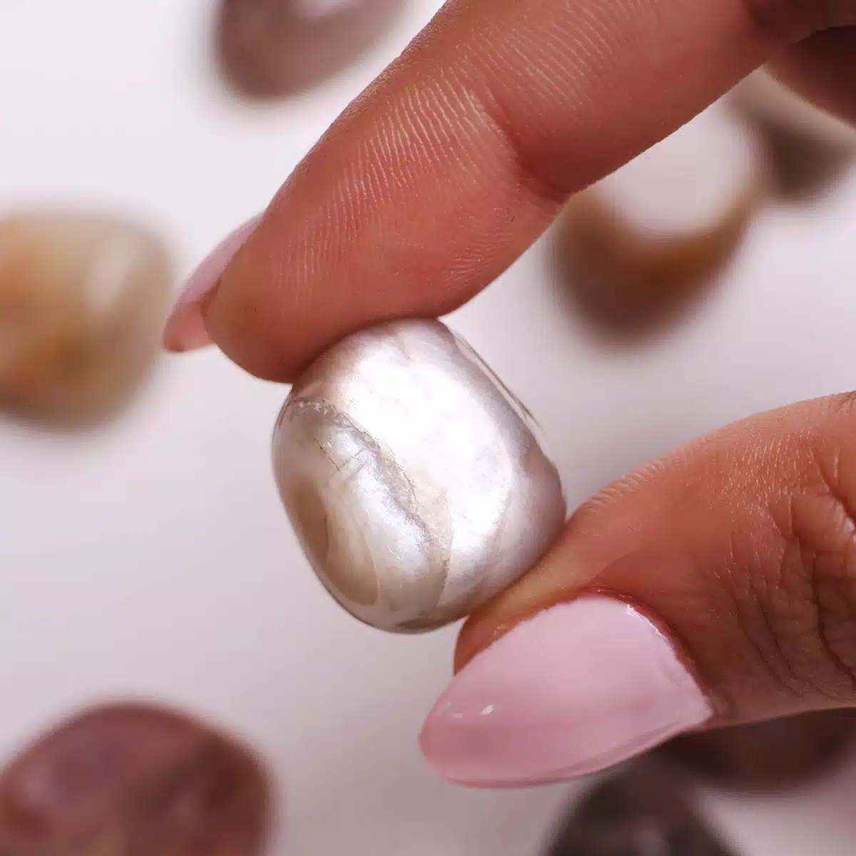 Multi Moonstone Tumble Stone-Shubhanjali (1) Shop Multi Moonstone Crystal Tumble Stone