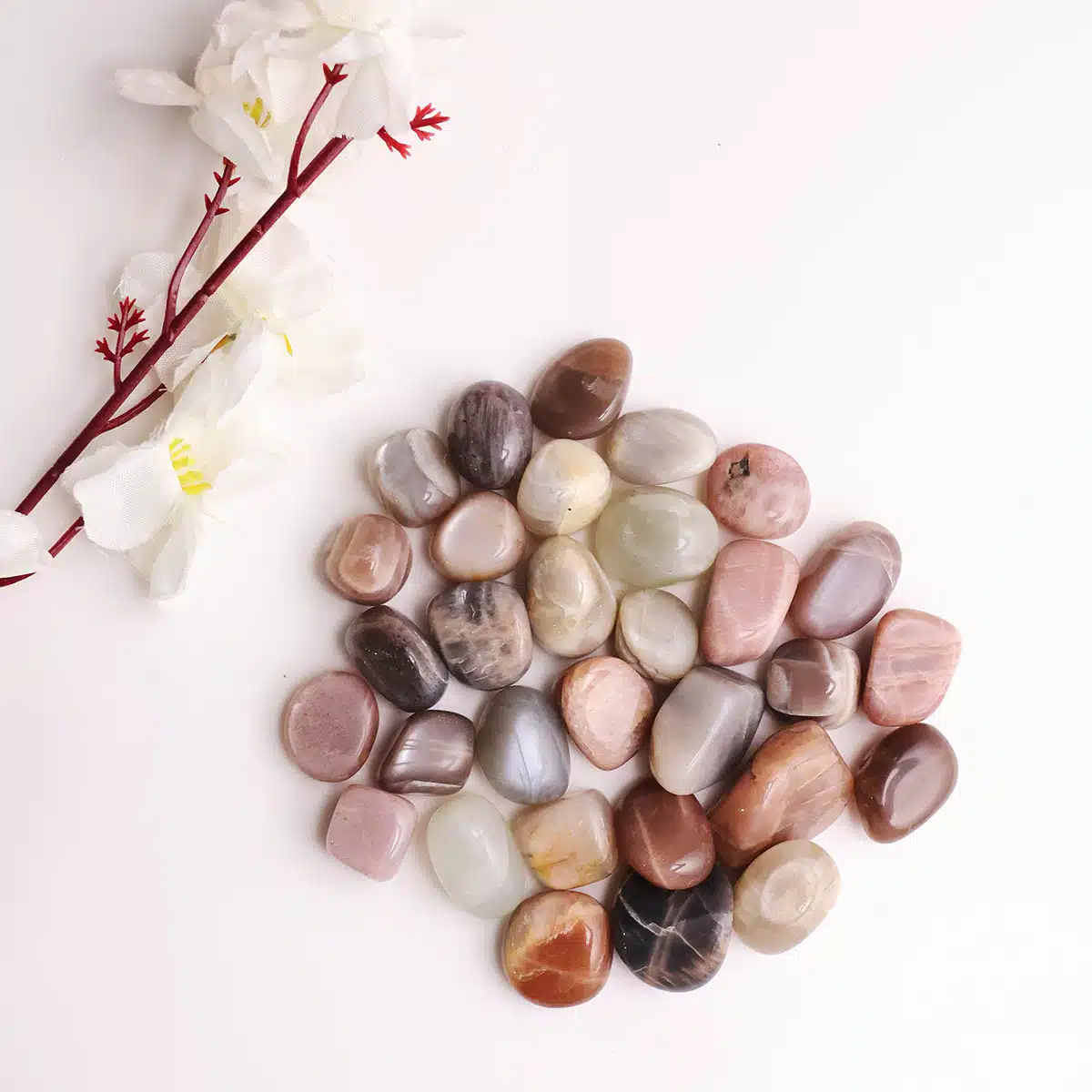 Multi Moonstone Tumble Stone-Shubhanjali (2) Shop Multi Moonstone Crystal Tumble Stone