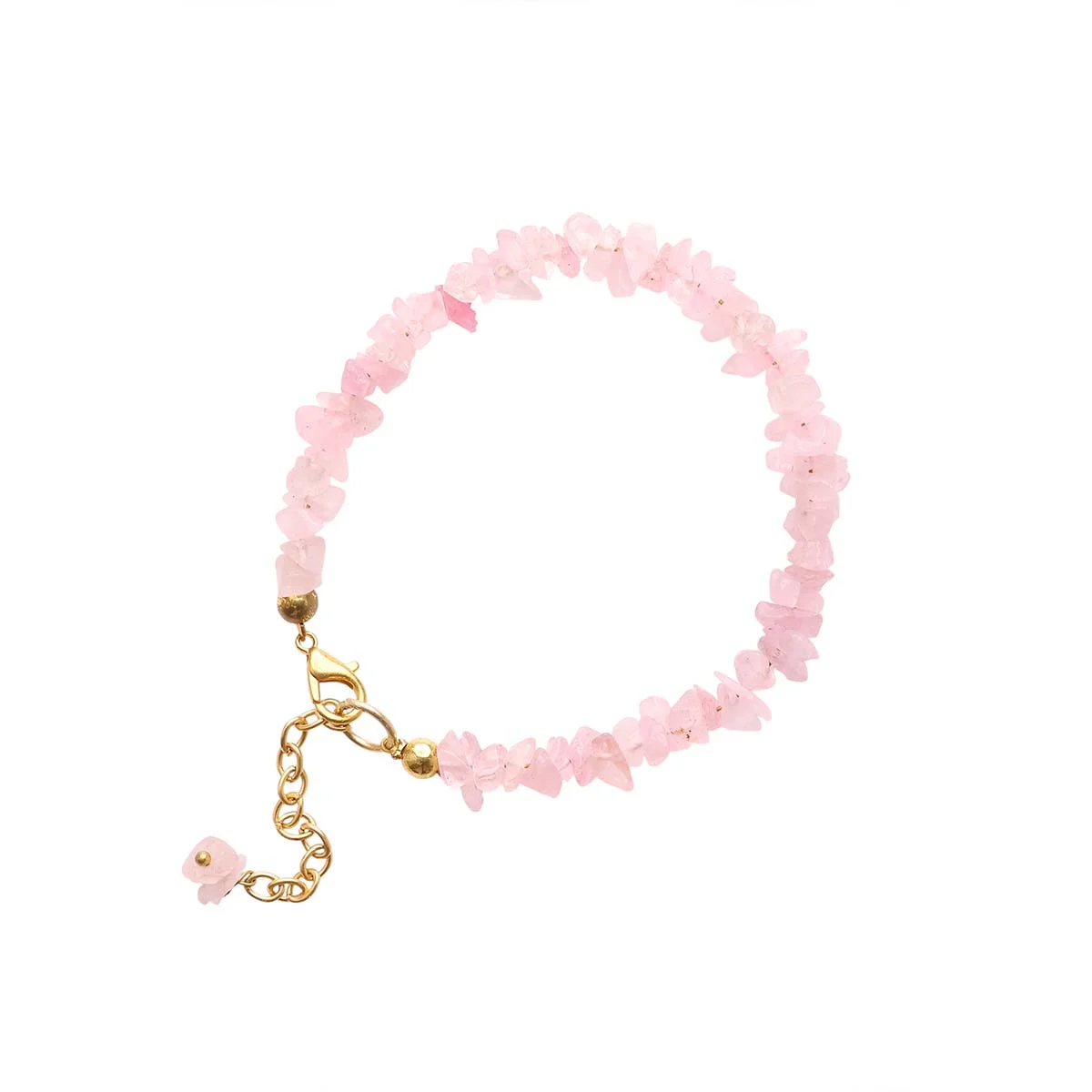 Rose Quartz Chips Chain Bracelet (1)