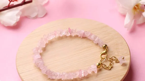 Rose Quartz Chips Chain Bracelet