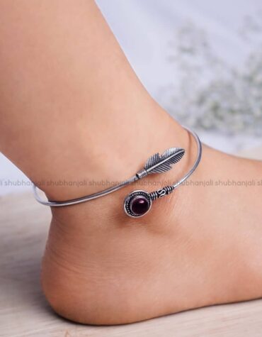 Amethyst Feather Kada Anklet