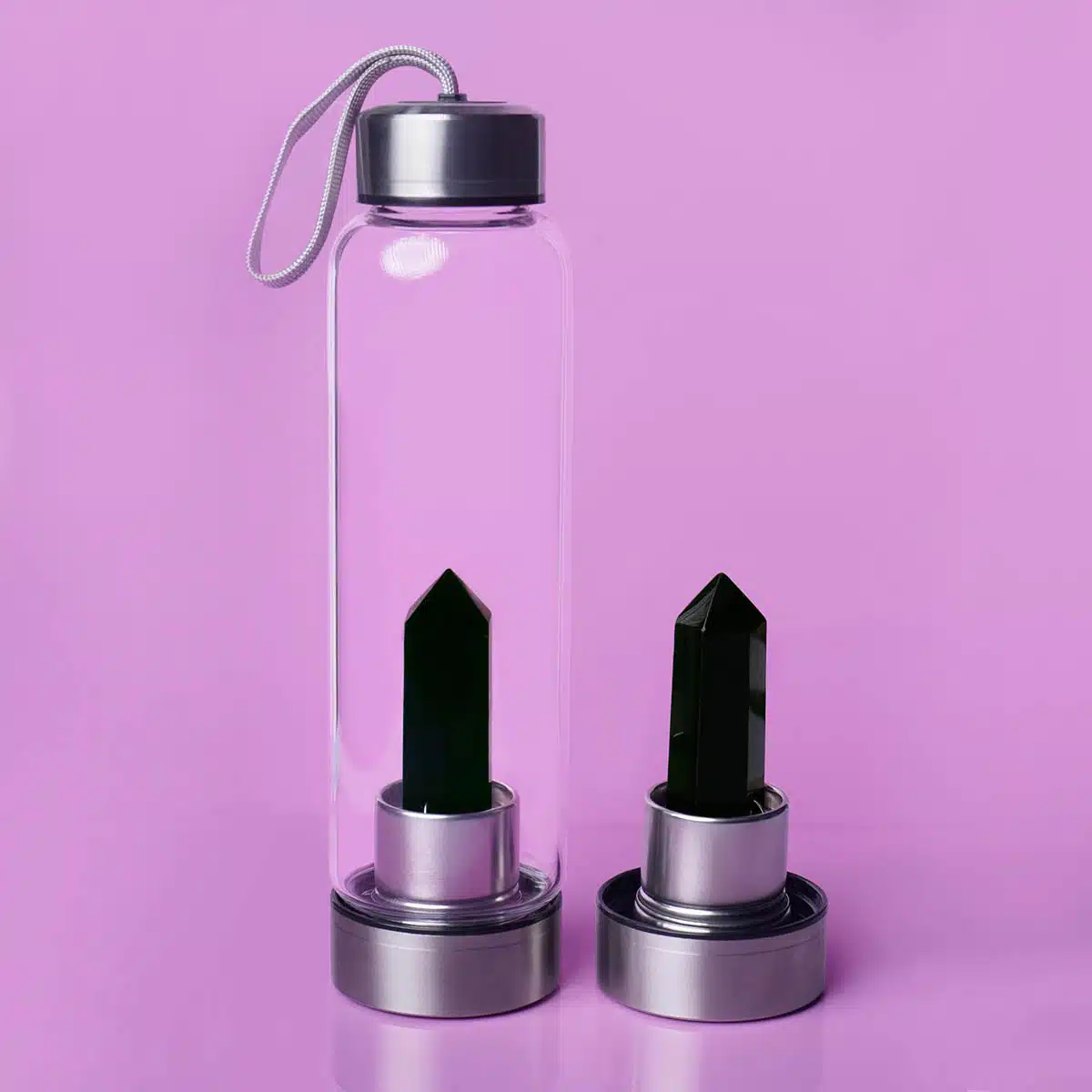 Black Obsidian Crystal Water Bottle