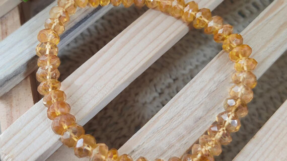 Citrine Faceted Bati Beads Elastic Bracelet
