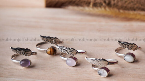 Crystal Feather Rings