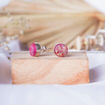 Druzy Agate Pink Round Stud Earring