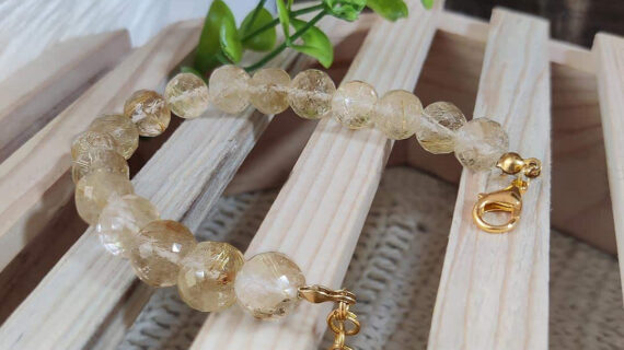 Golden Rutilated Quartz Faceted Cut Bracelet