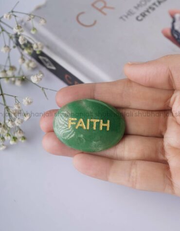 Green Aventurine Switch Word, Slogan Symbol Engraved Stone