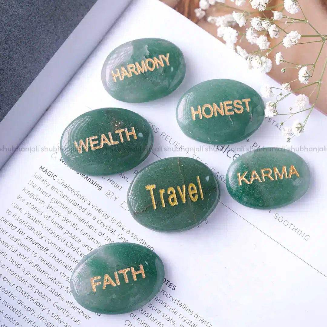 Shubhanjali-Green Aventurine Switch Word Green Aventurine Switch Word, Slogan Symbol Engraved Stone