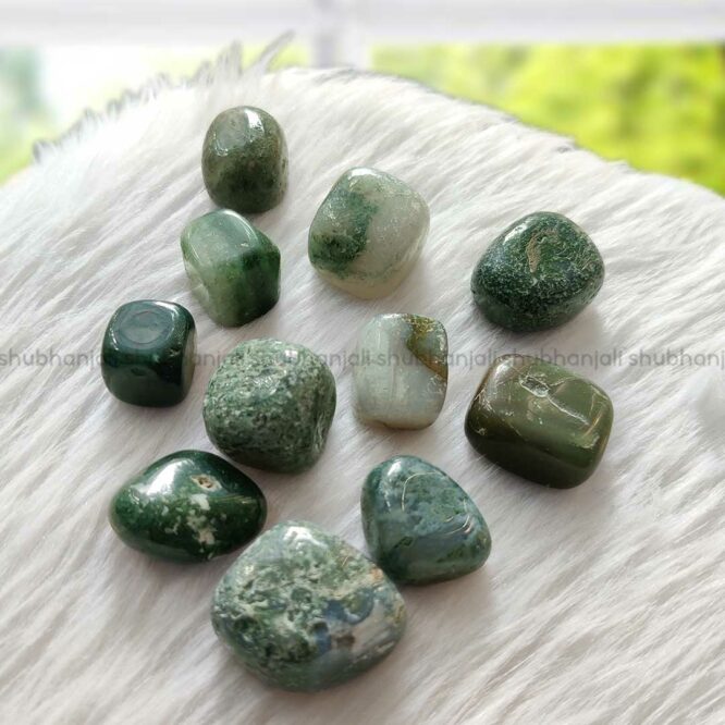 Tumble Stones Buy Online Natural Moss Agate Crystal Tumble Stone