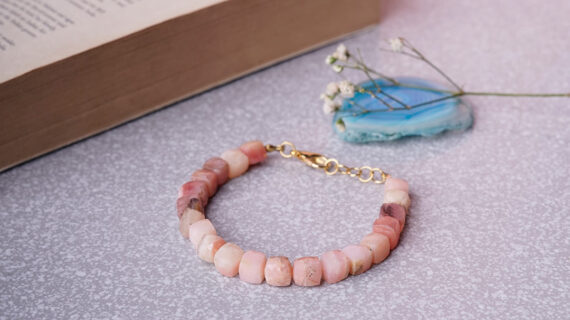 Pink Opal Cube Beads Bracelet