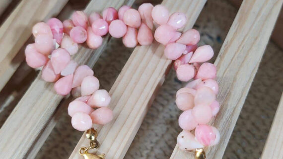 Pink Opal Tear Drop Faceted Cut Beads Bracelet