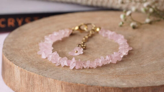 Rose Quartz Chips Chain Bracelet