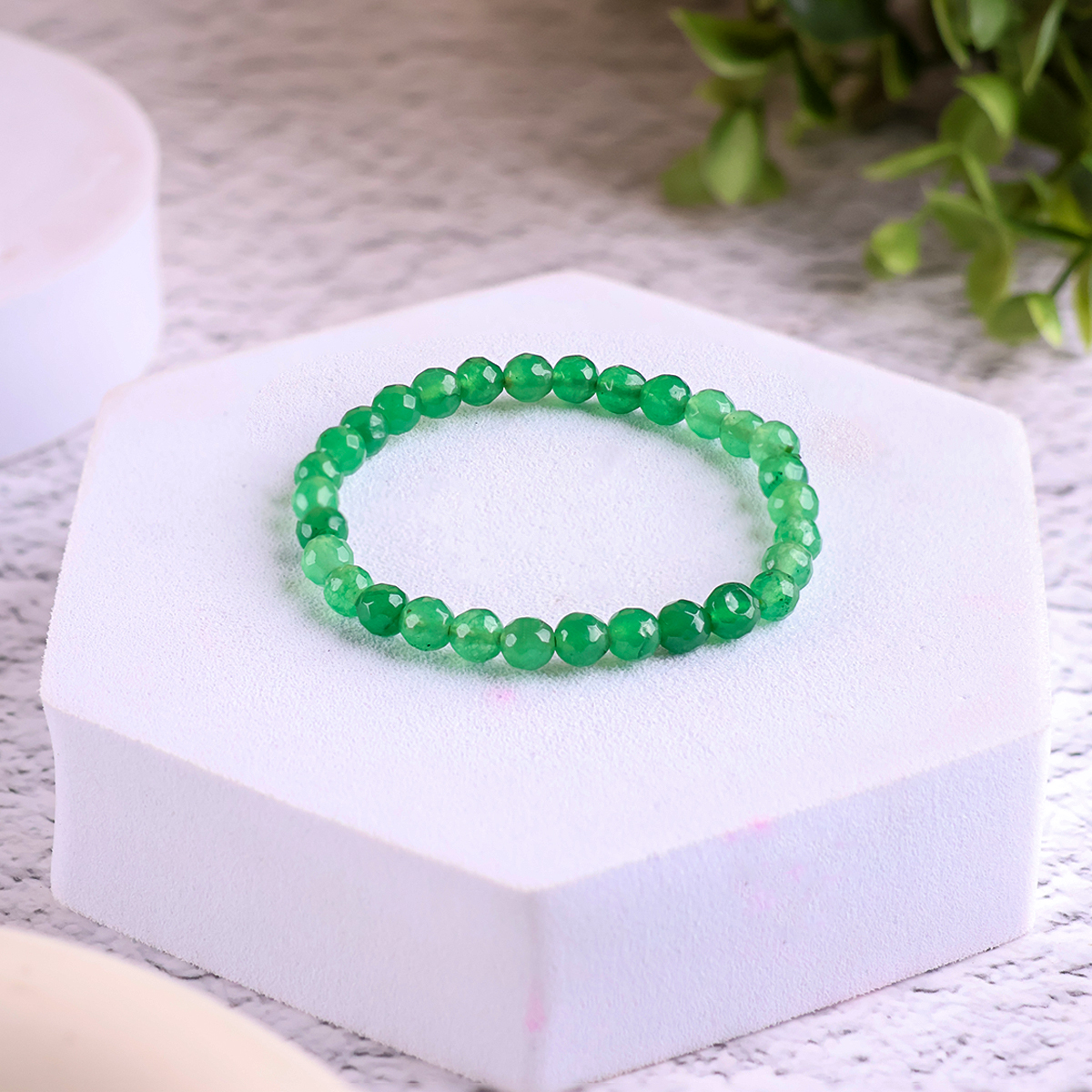 Untitled-1 green aventurine faceted beads bracelet 6 mm