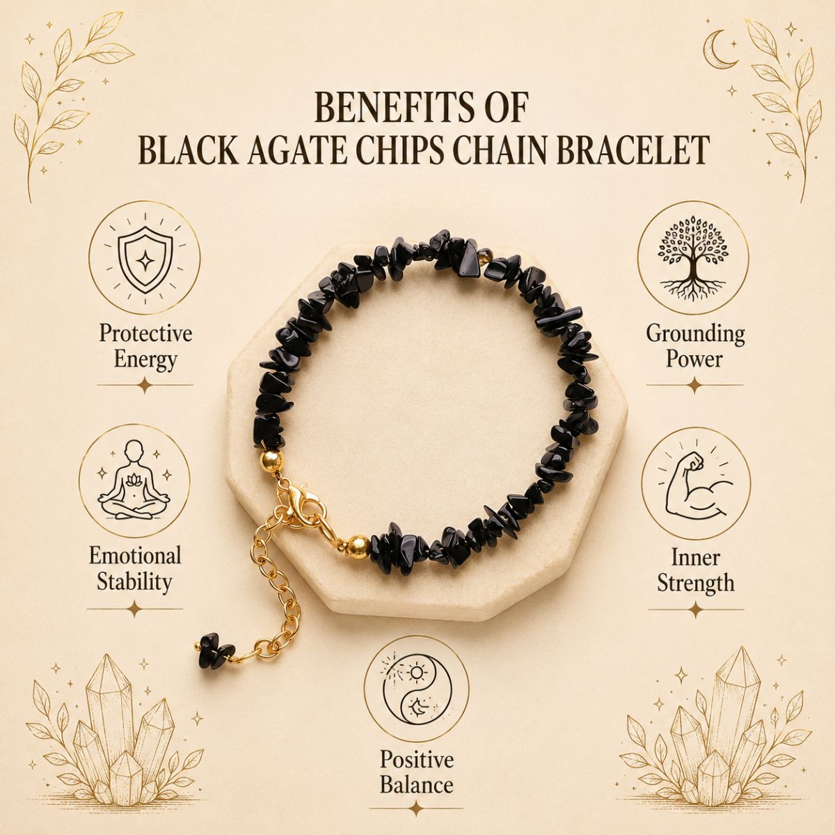 Untitled design (22) black agate chips chain bracelet