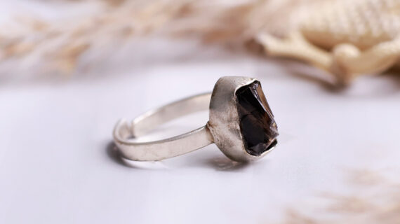 Black Tourmaline Raw Stone Ring