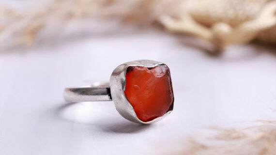 Red Carnelian Raw Stone Ring