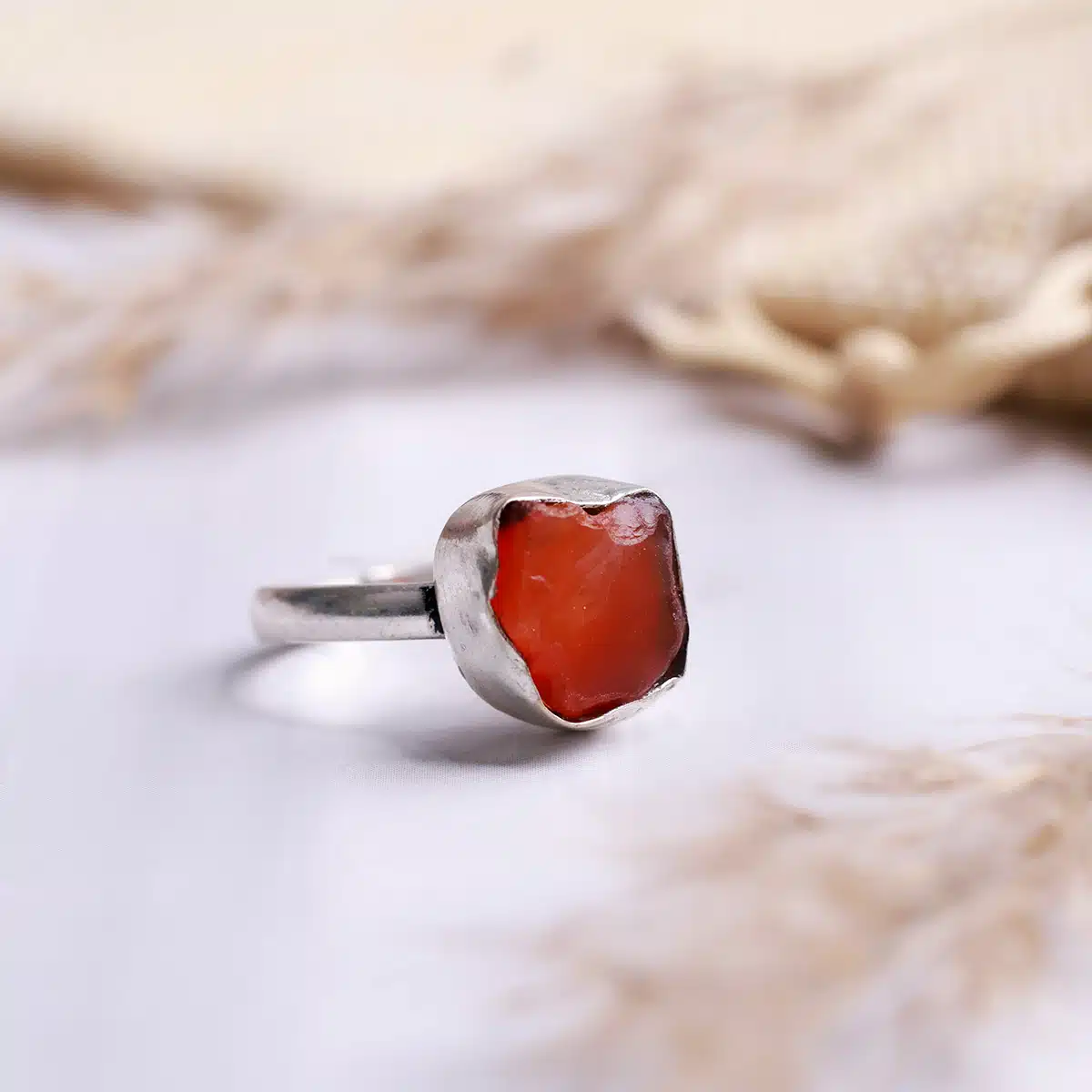 red-carnelian-raw-stone-ring (1) Shubhanjali-Red-Carnelian-Raw-Ring
