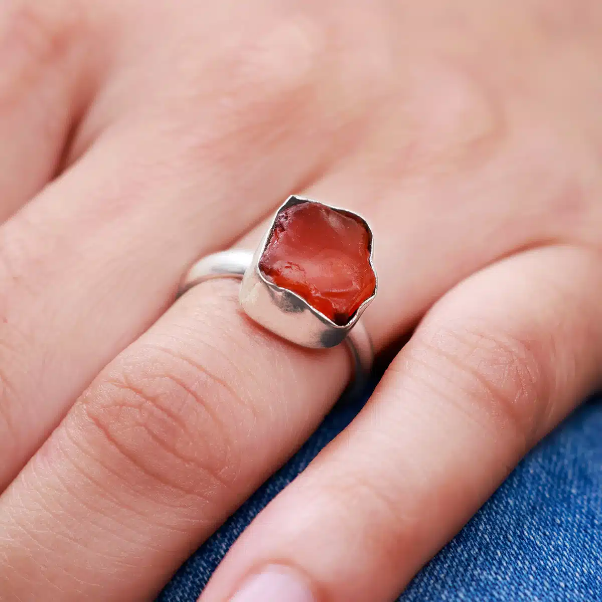 red-carnelian-raw-stone-ring (2) Red Carnelian Raw Stone Ring