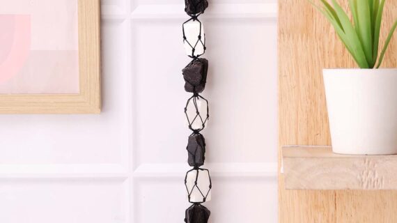 Selenite, Black Tourmaline and Evil Eye Hanging