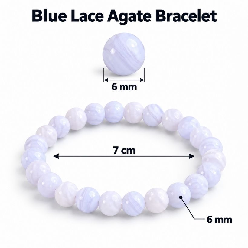 Blue Lace Agate Round Beads Bracelet (1) blue lace agate round beads bracelet