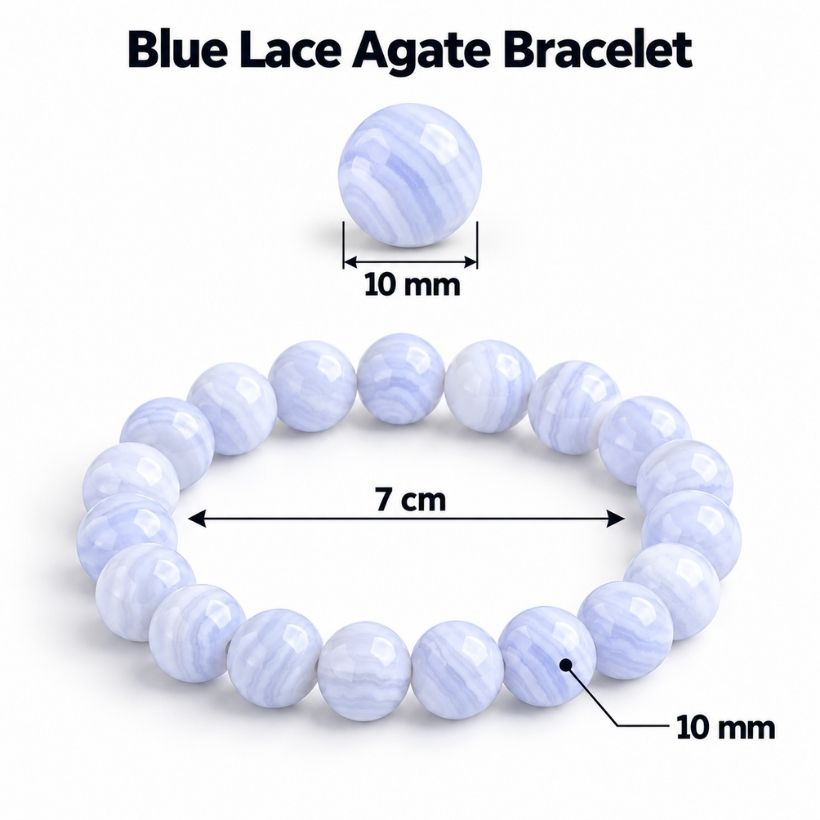 Blue Lace Agate Round Beads Bracelet (2) blue lace agate round beads bracelet