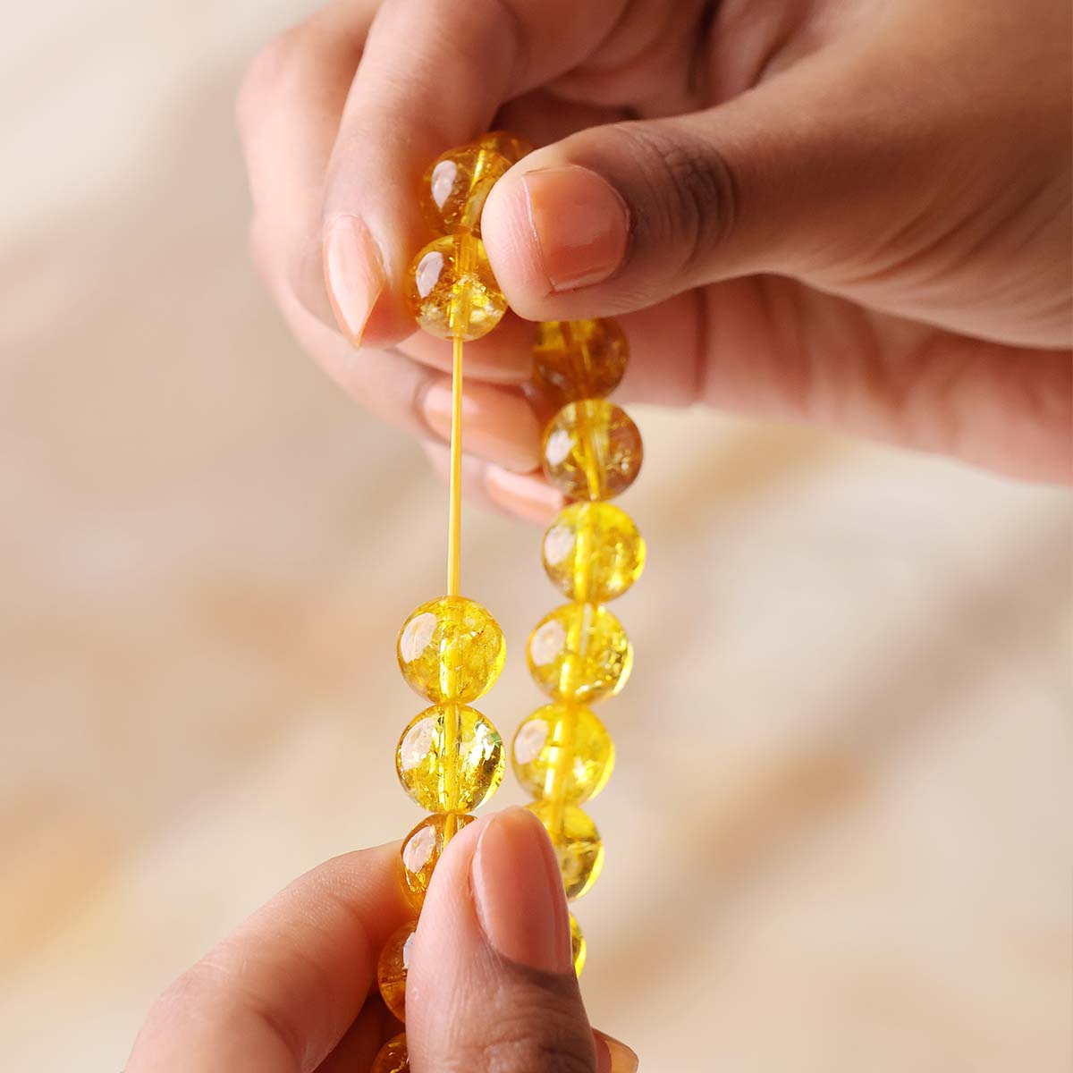 Citrine Heated Round Beads Bracelet (1)