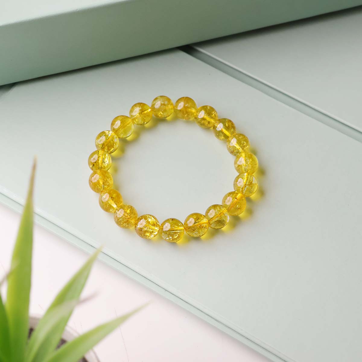 Citrine Heated Round Beads Bracelet (11)